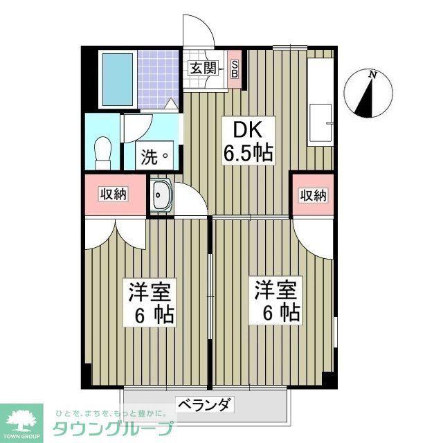 グリーンハイツA(2DK/2階)の間取り写真