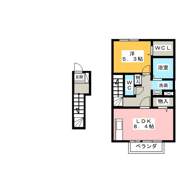 セジュール ルピナス(1LDK/2階)の間取り写真
