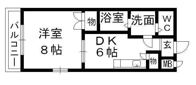 サンハイツ小森野II(1DK/1階)の間取り写真