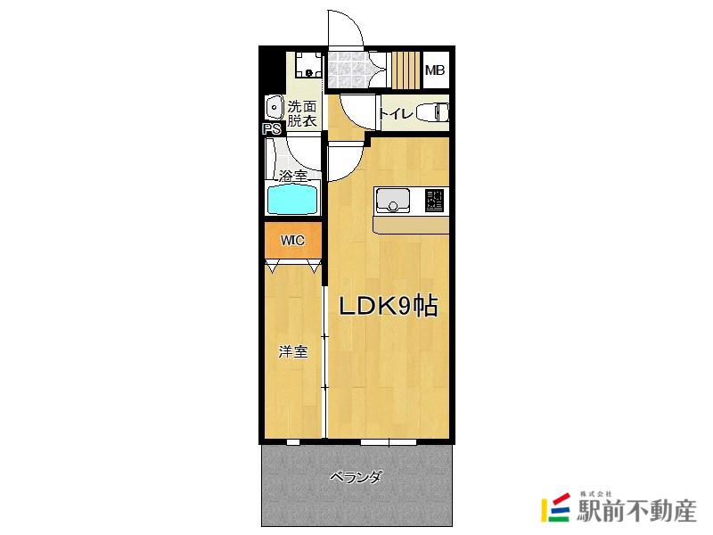 セントラルタワー大川(1LDK/9階)の間取り写真