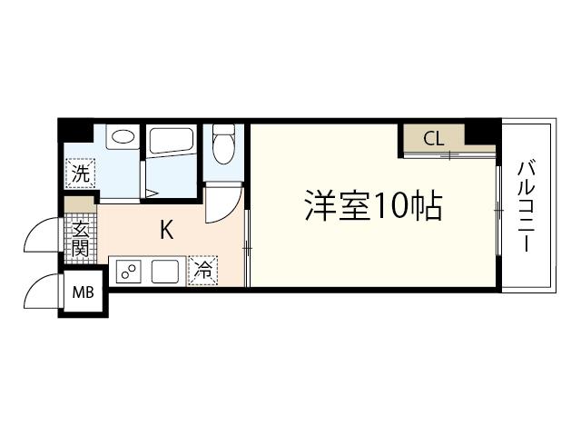 庚午サエキビル(1K/7階)の間取り写真