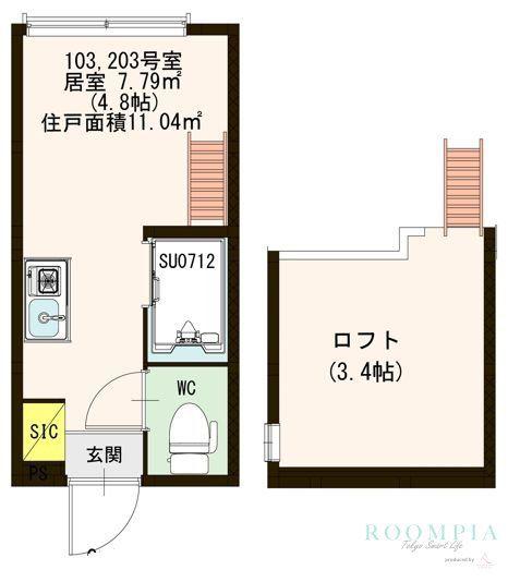 ハーモニーテラス高円寺南II(ワンルーム/2階)の間取り写真