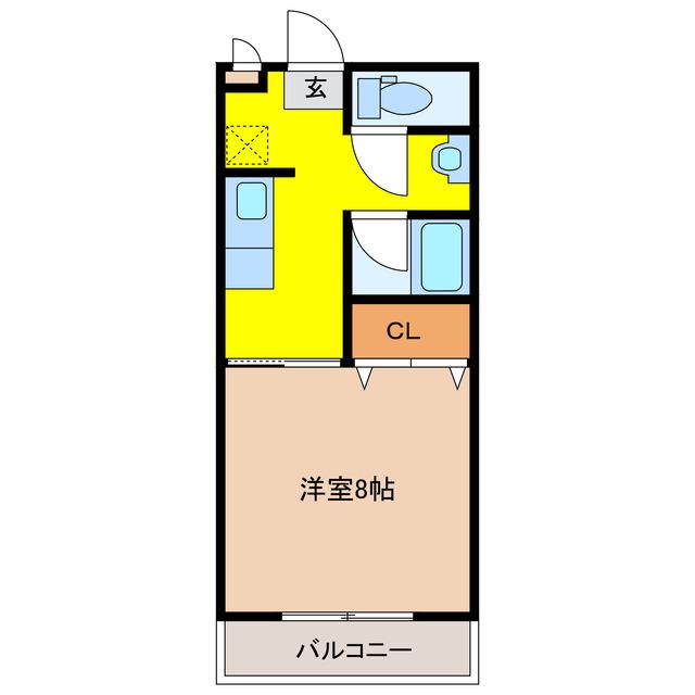 ニの宮ハイツ1(1K/1階)の間取り写真