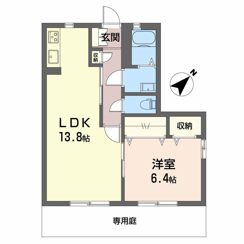 LEBEN II(1LDK/1階)の間取り写真
