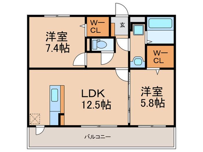 プロスペリティ(2LDK/2階)の間取り写真