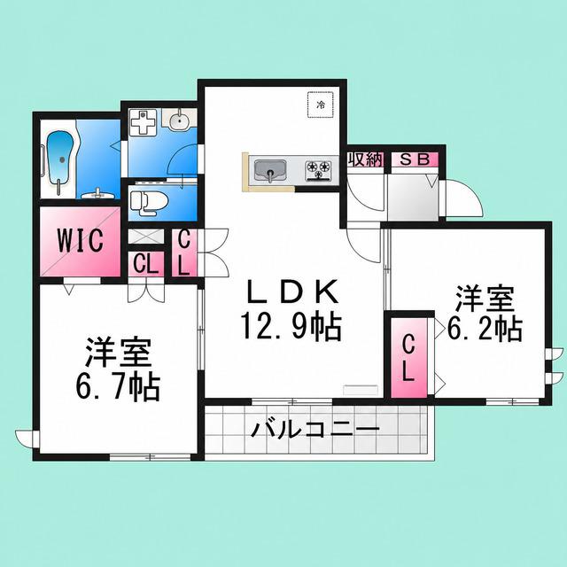 PLAISIR(2LDK/1階)の間取り写真