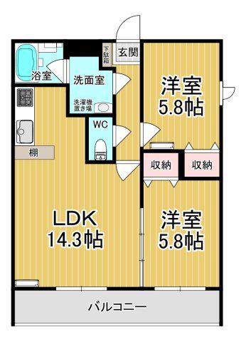 コートリジエール(2LDK/3階)の間取り写真