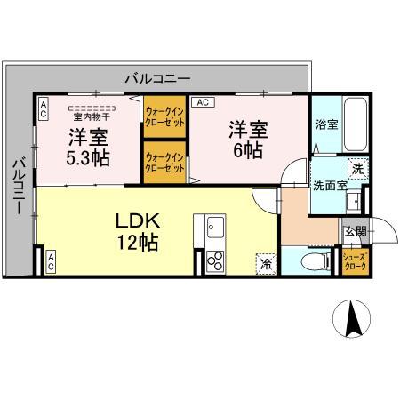 シャイニングDAYS(2LDK/3階)の間取り写真