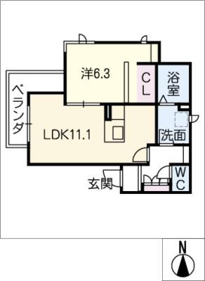サクラロード汐路(1LDK/2階)の間取り写真