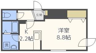 ファランドール大通東II(1K/2階)の間取り写真