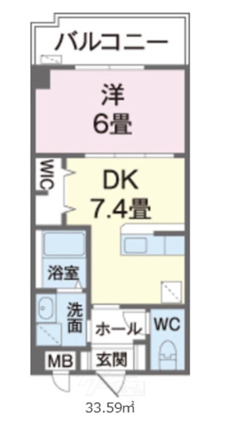 ヴィガラス(1DK/6階)の間取り写真