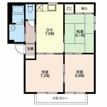 セピア B棟(3DK/2階)の間取り写真