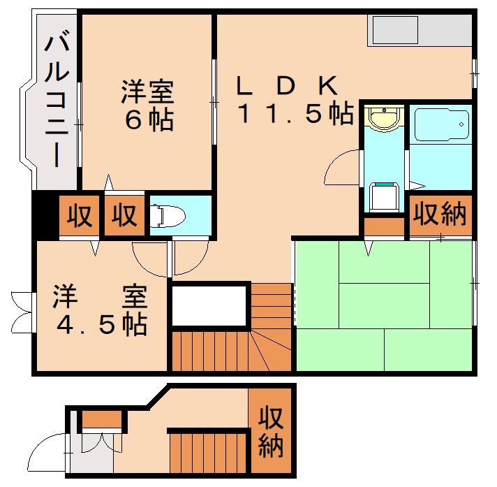 メゾンボーC(3LDK/2階)の間取り写真