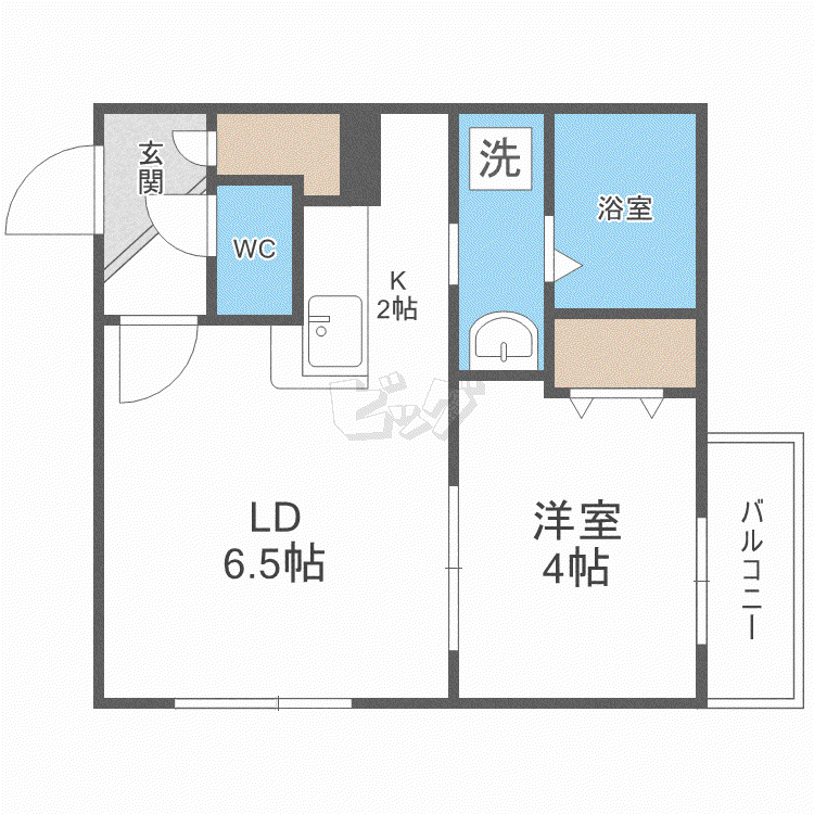 ブルードネージュ(1LDK/2階)の間取り写真