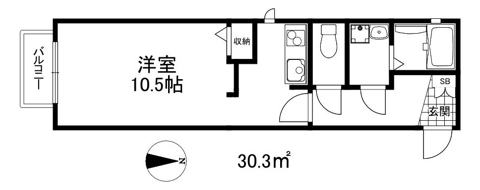 ネスト甲子園(ワンルーム/2階)の間取り写真