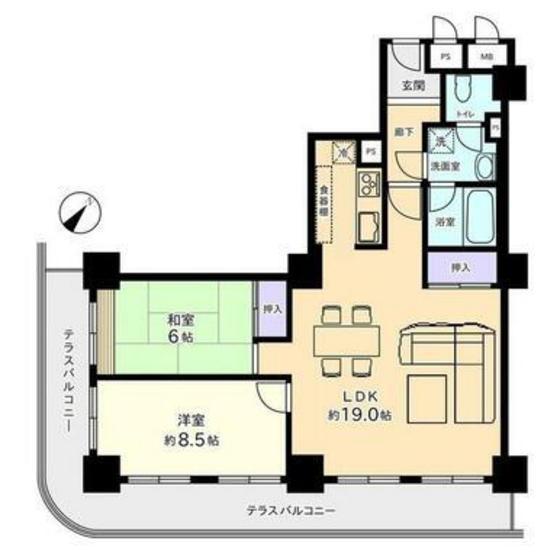 信開アーバンシティセントラル(2LDK/14階)の間取り写真