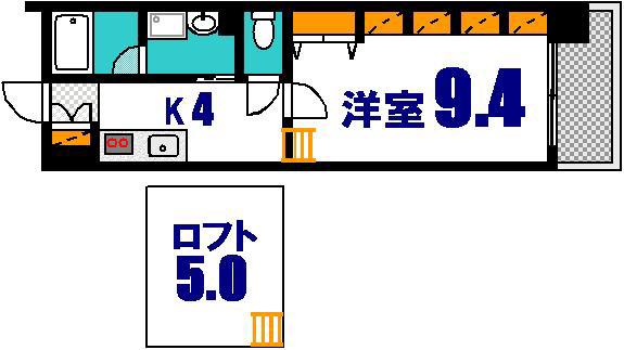 平勝ビル16(1K/8階)の間取り写真