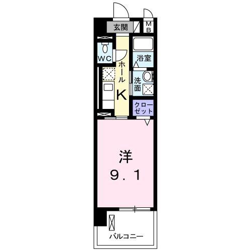 メルベ-ジュ(1K/4階)の間取り写真