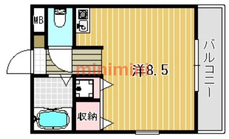 シャトーボヌール今城(ワンルーム/3階)の間取り写真