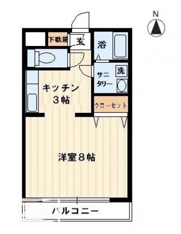 フラワーマンション(1K/4階)の間取り写真