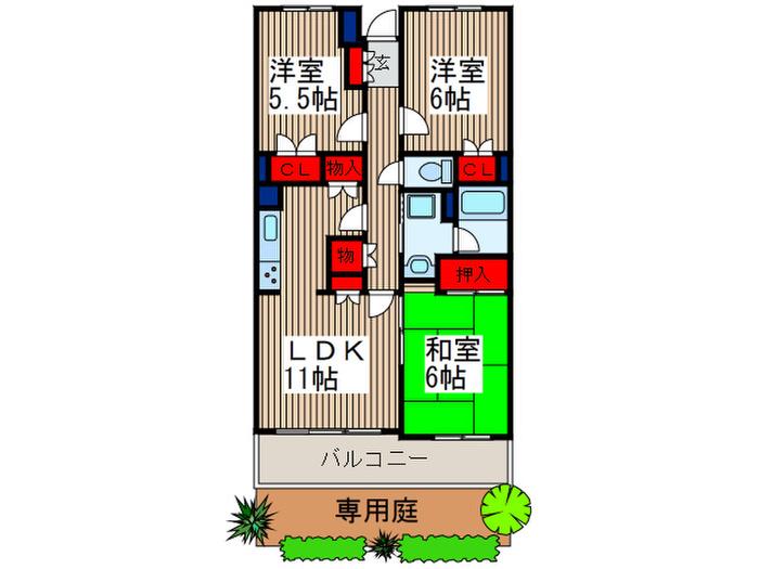 第12藤島マンション(3LDK/1階)の間取り写真