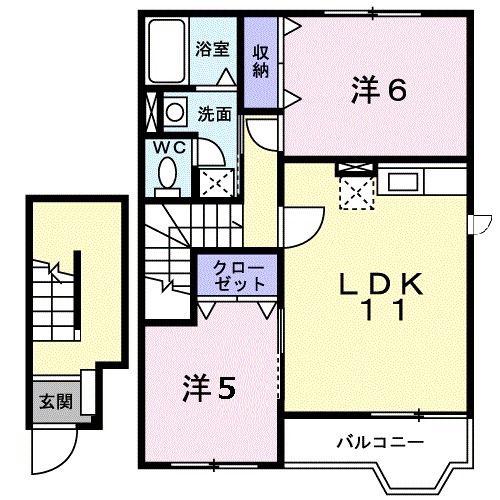 ドリームコートM(2LDK/2階)の間取り写真