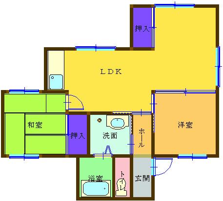 坂梨コーポ(2LDK/2階)の間取り写真