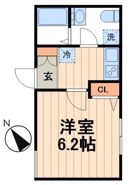 キャスティア門前仲町(1K/1階)の間取り写真