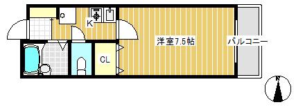 メゾン泉(1K/2階)の間取り写真