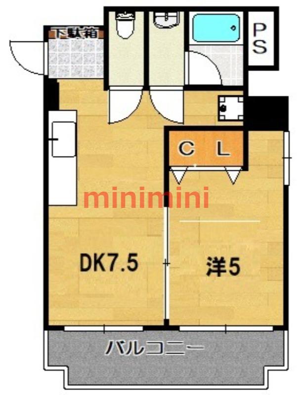 大山マンション(1DK/3階)の間取り写真