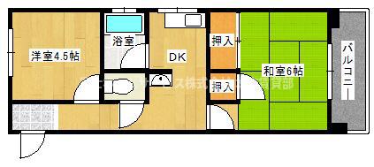 第一大朋マンション(2DK/4階)の間取り写真