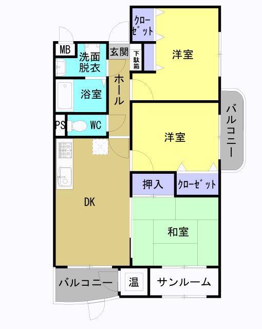 シティコート(3DK/1階)の間取り写真