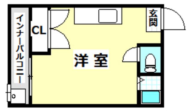 本町ハイツ(ワンルーム/1階)の間取り写真