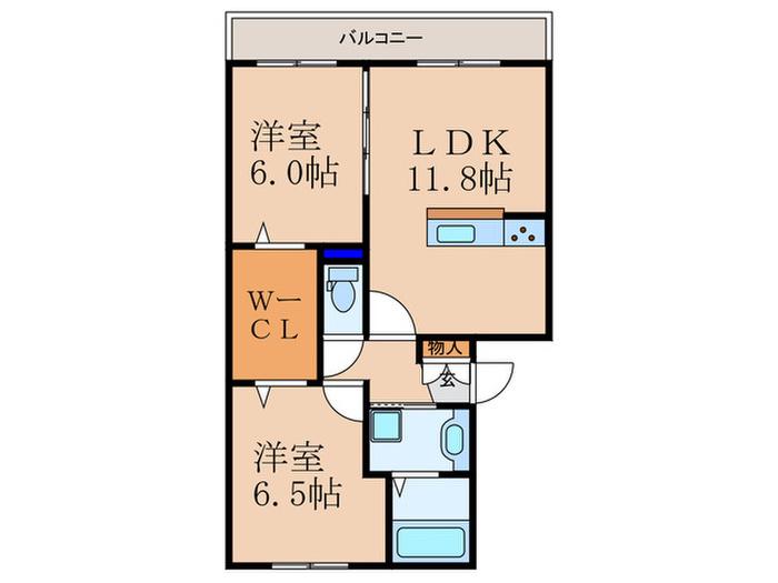 カーサ ルミノサ トレ(2LDK/1階)の間取り写真