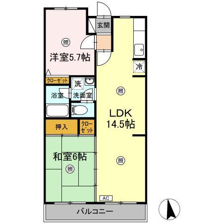 カサベルデU(2LDK/2階)の間取り写真