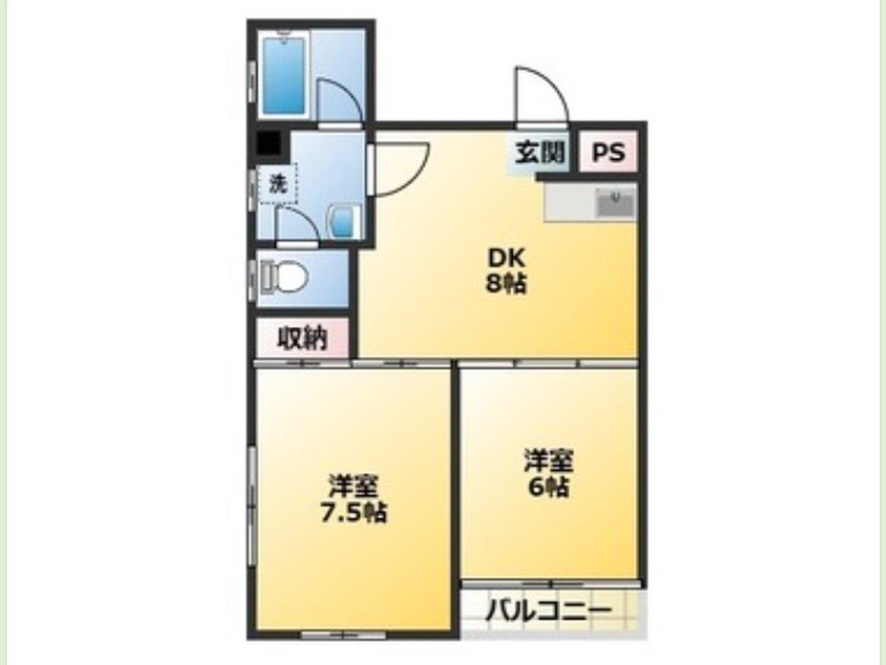 メゾン王城おうじょう(2DK/2階)の間取り写真