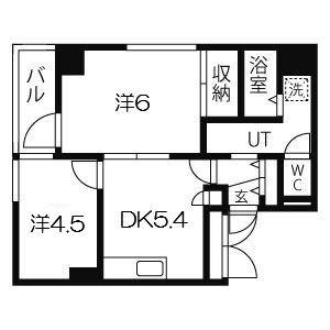 三宮パークハイム(2DK/5階)の間取り写真