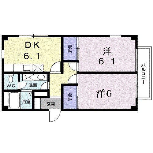 プチメゾン21(2DK/1階)の間取り写真