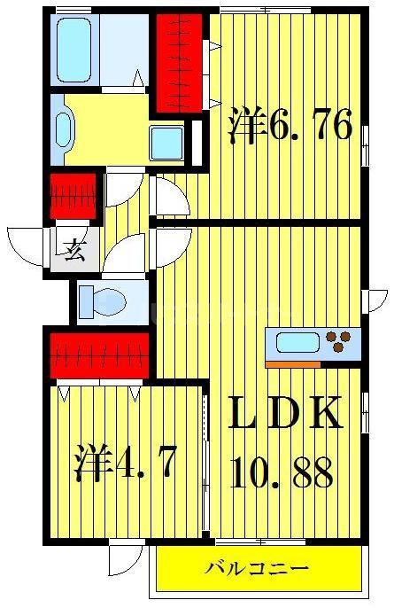 アンジェリカ(2LDK/1階)の間取り写真