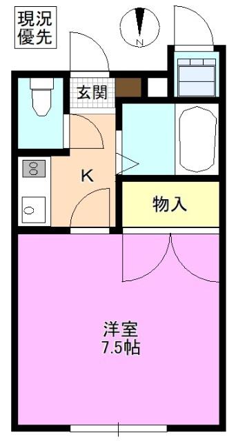 ハイツあさま(1K/2階)の間取り写真