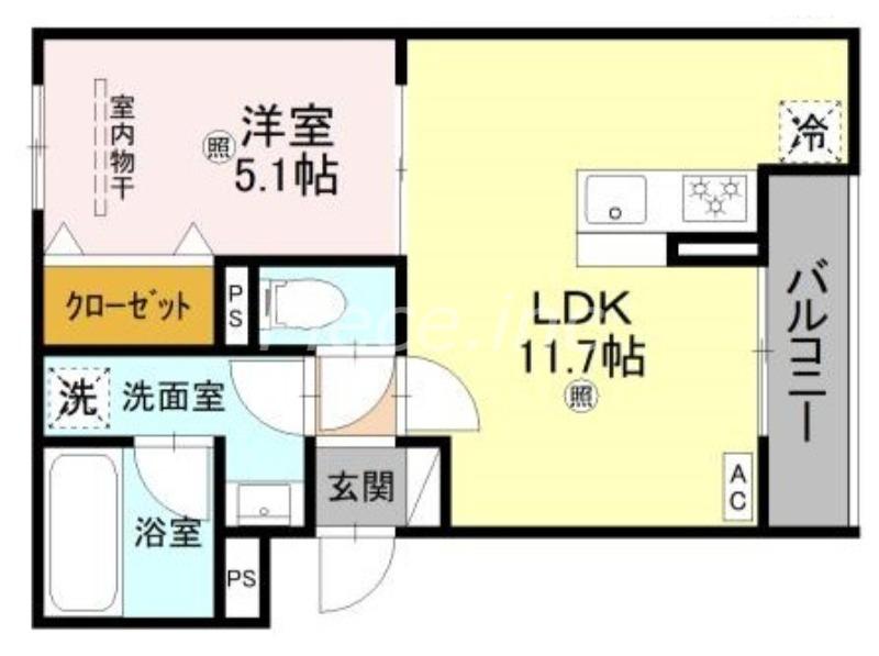 WEALTH JOTO2(1LDK/2階)の間取り写真