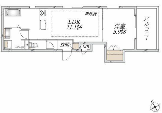 スカイメゾンYAWATA(1LDK/2階)の間取り写真