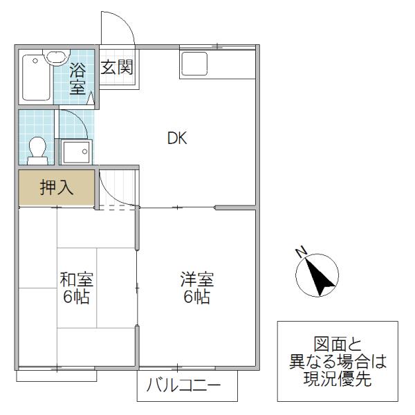 セントリアつくば(2DK/1階)の間取り写真