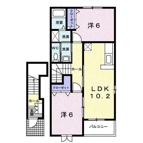 サン・フェアII(2LDK/2階)の間取り写真