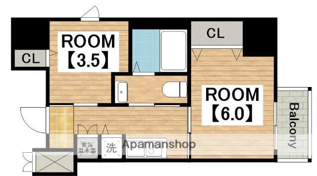 ディアコート宿屋町(2K/10階)の間取り写真