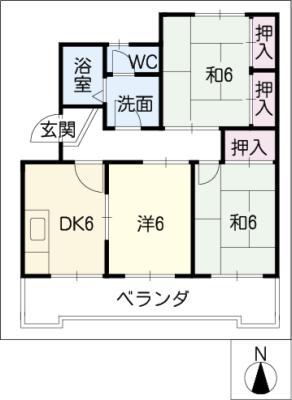 野村ハイツ(3DK/3階)の間取り写真