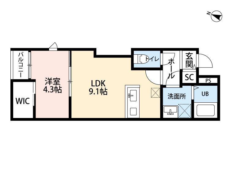 ルノーア寺塚(1LDK/1階)の間取り写真