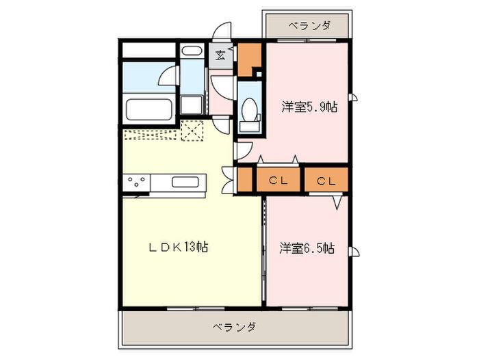 DEER MUM(2LDK/3階)の間取り写真