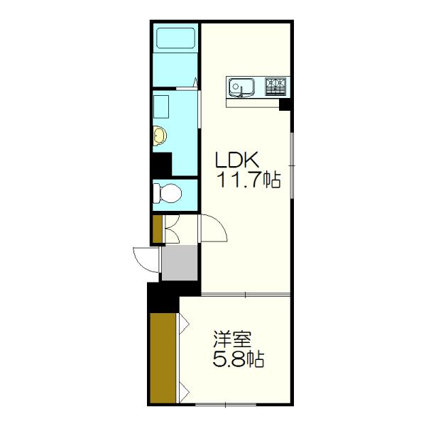 E-CASA(1LDK/4階)の間取り写真