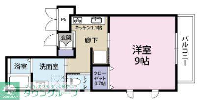 SPAZIO津田沼Ⅱ(1K/2階)の間取り写真